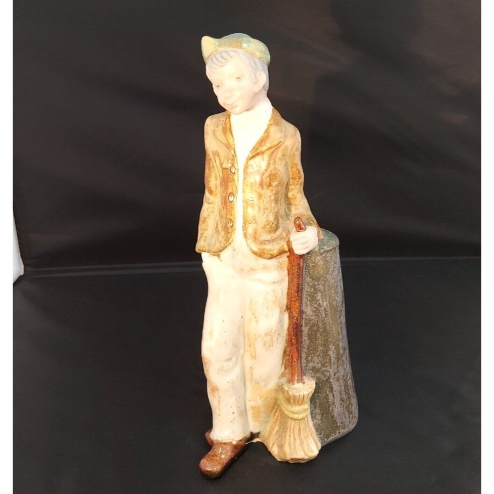 VERY RARE Lladro Boy with a broom Figurine Gres Finish 9.5" in